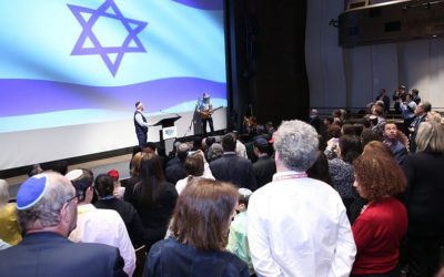 Hundreds of supporters of communities in Judea, Samaria voice their narrative at off-campus AIPAC event